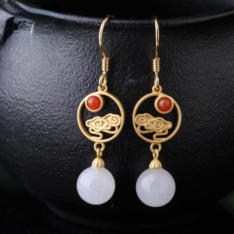 Tancise 925 Sterling Silver Jade Zircon Earrings Drop Earrings For Women Wedding Party Gifts