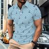 Stylish 3D Optical Illusion Polo Shirt, Short Sleeve Top