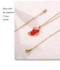 Oumaijia Christmas Zircon Pendant Necklace with Red Socks Charm, Gold-Plated Stainless Steel