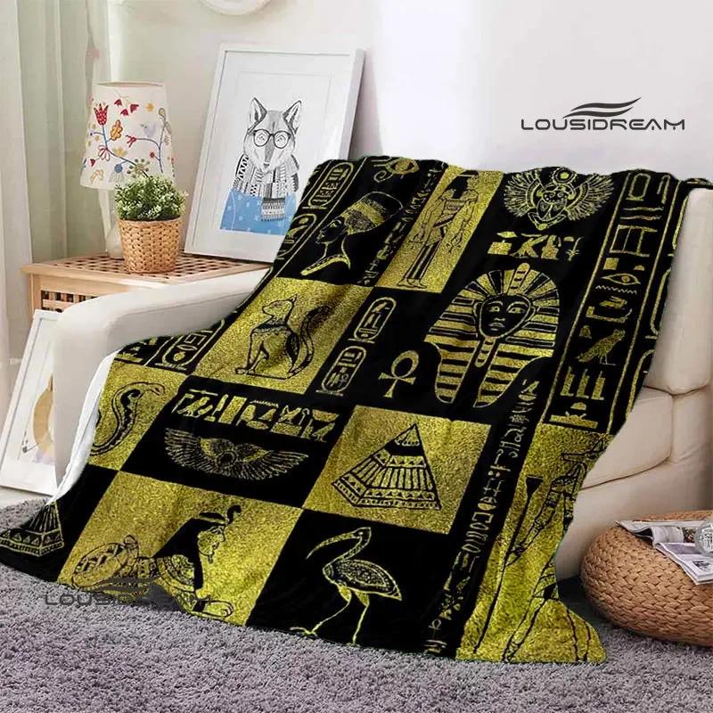 Egyptian Pictograph And Symbol Printing Blanket Fashion Warm Blankets Home Travel Soft And Comfortable Blanket Birthday Gift