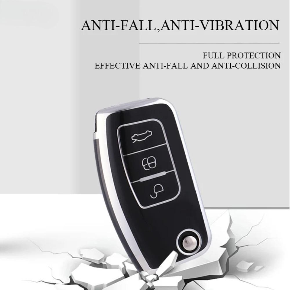 For Ford Focus 2 MK2 Fiesta Mondeo Galaxy Falcon Territory Ecosport Car TPU Folding Key Cover Bag Shell Case Keychain Protector