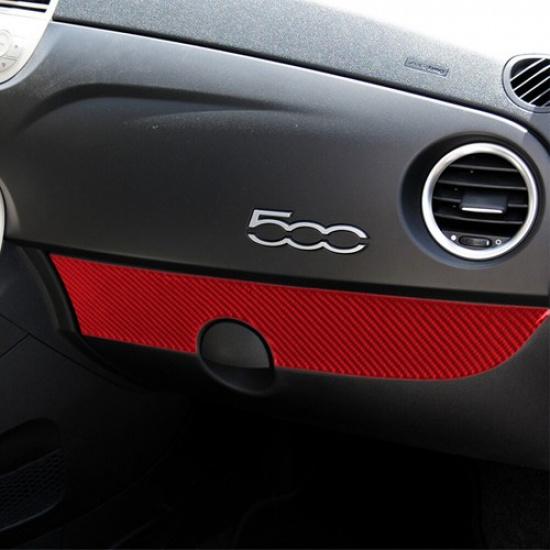 Red Carbon Fiber Interior Glove Box Panel Cover Trim Sticker For 12-15 Fiat 500