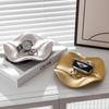 Electroplating Light Luxury Folding Corner Wave Jewelry Plate Special-Shaped Storage Plate Ceramic Display Plate Jewelry Pendulum Plate