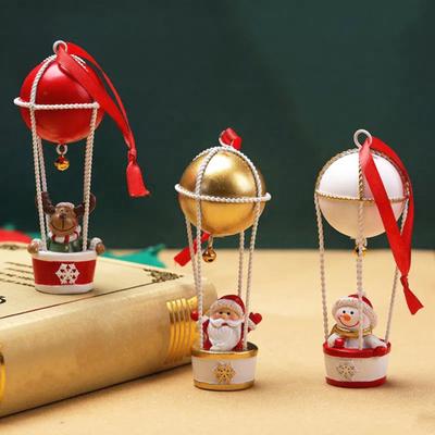Ozdoba Horkovzdušný balón s jelenem Santa Clause Železná dekorace Horkovzdušný balón s Ježíškem