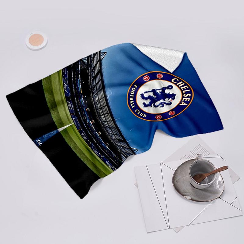 proof beach towel with Chelsea FC logo pattern - soft,absorbent,quick-drying,machine washable - perfect for swimming,camping,bathing