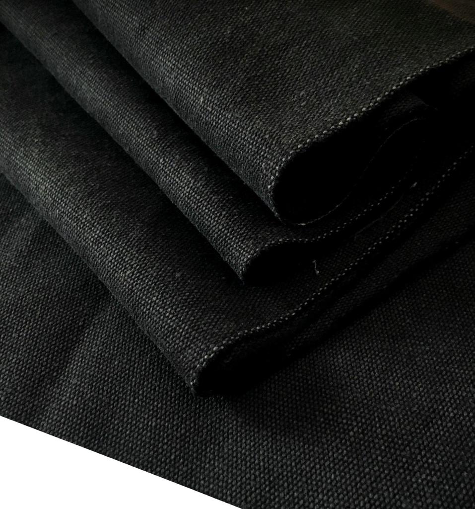 Washed Canvas Washable Discoloration Canvas Thick Plain Fabric Canvas Fabric Campus Fabric Cotton Craft Handmade (Black 1m)