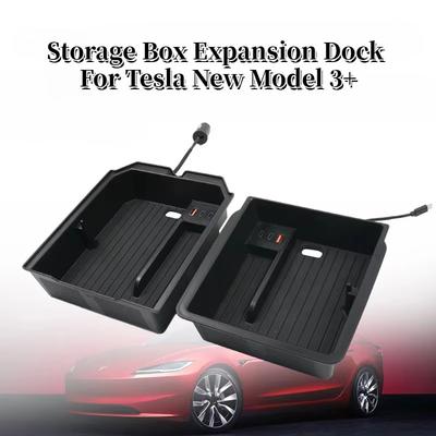 Aufbewahrungsbox Erweiterungsdock für Tesla Neues Model 3+ Highland 2025 Mittelkonsolen-Armlehnenbox Brillenhalter Brillenaufbewahrungsbox