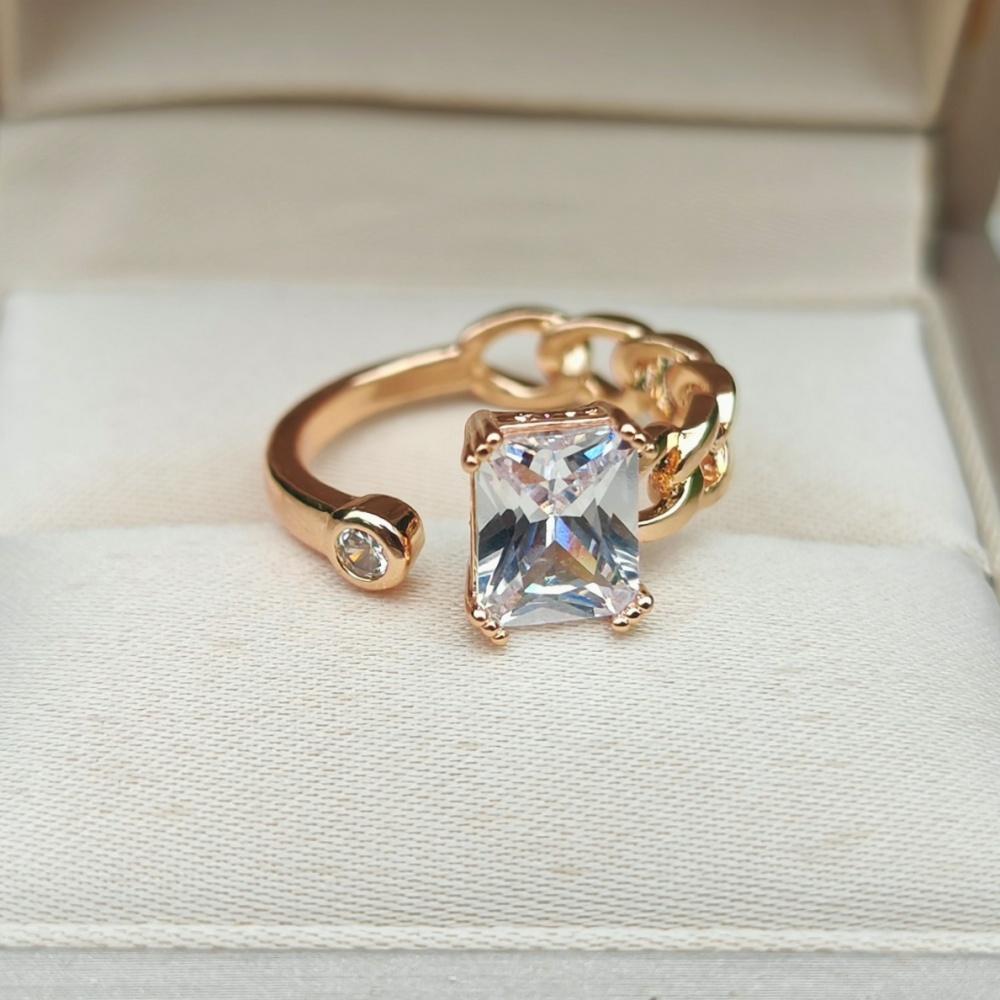 1 Piece Fashion Geometry Shapes Cubic Zirconia Opening Adjustable Rings for Women Couple Ring Stackable Jewelry Party Accessories