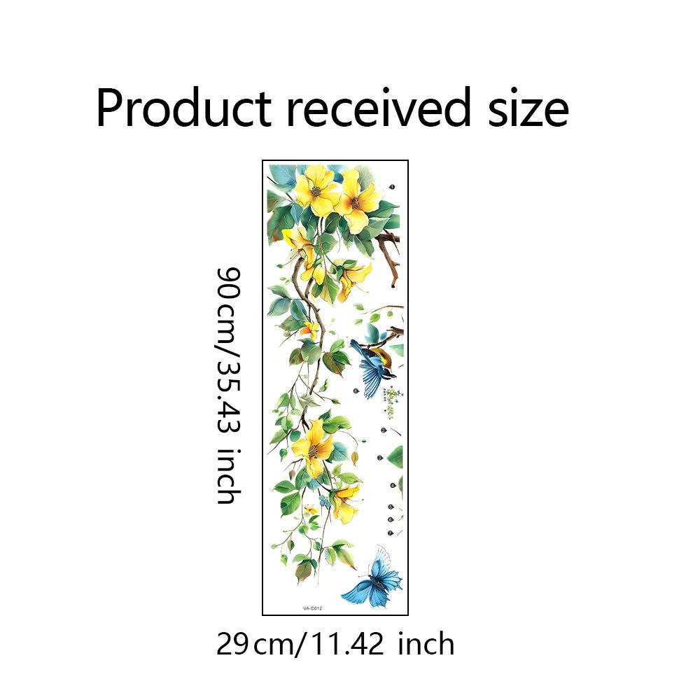Yellow Flower Blue Butterfly Bird Wall Stickers Cute Refrigerator Window Cupboard Home Room Decorations DIY Decals Art Mural