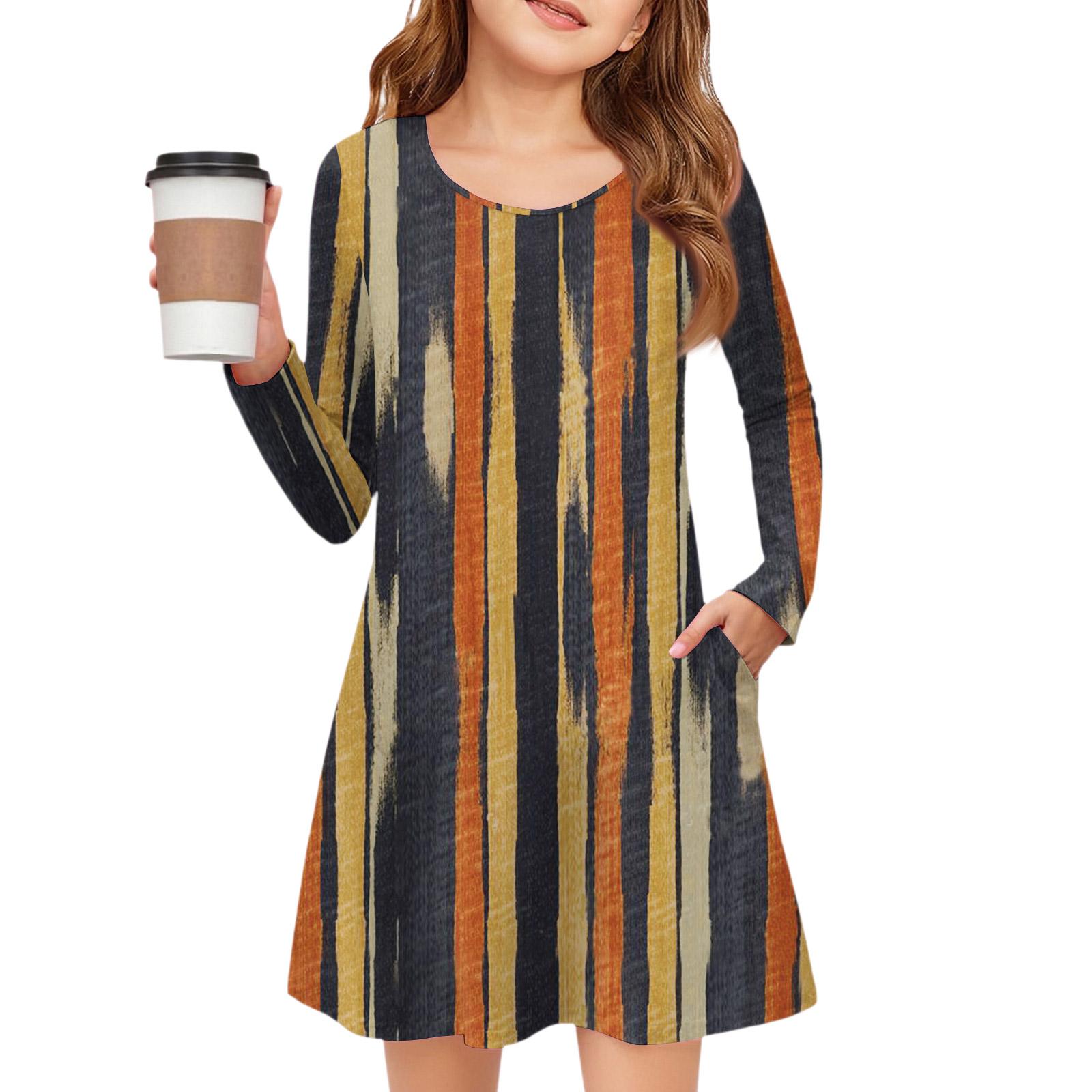 

Платье с длинным рукавом для девочек - Платье с цветными карманами 130 шафрановый