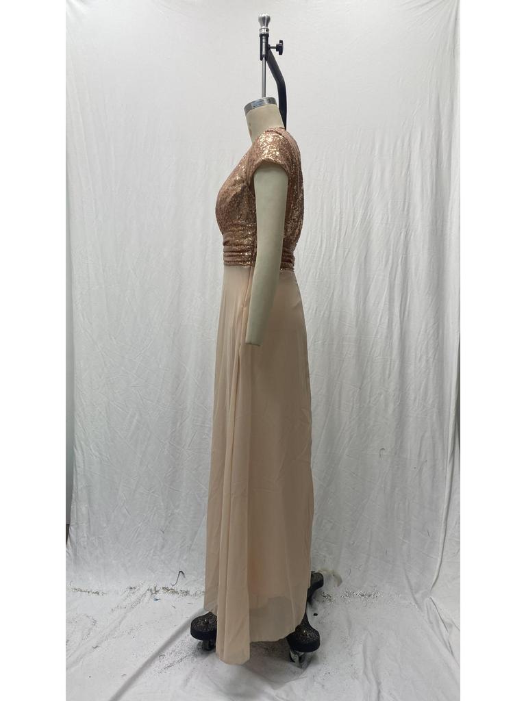 Elegant V-Neck Sequin Chiffon Sleeveless Dress for Spring/Summer 2025