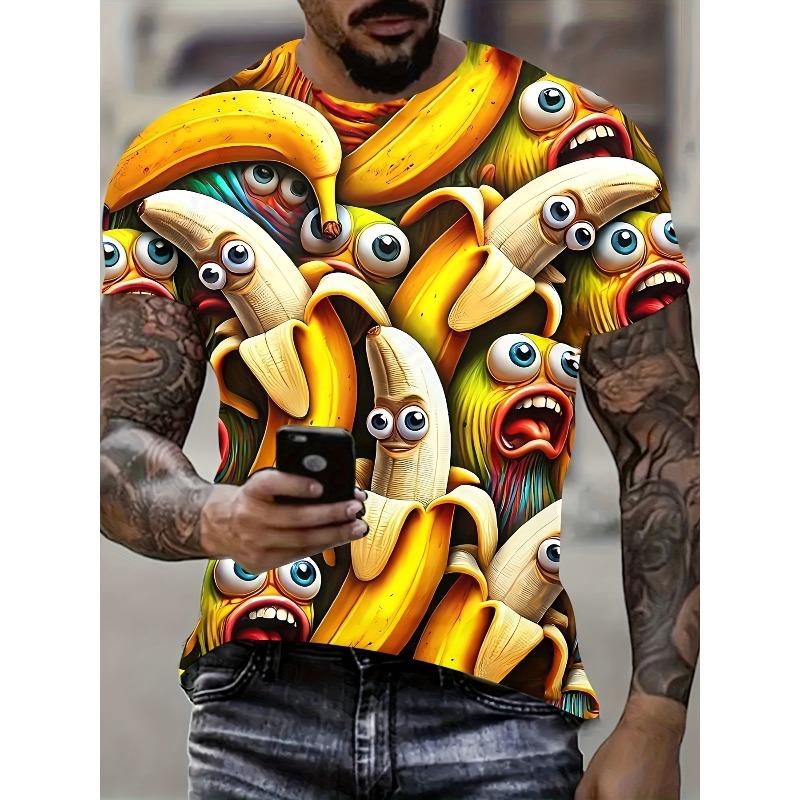 Men's 3D Eyes Banana Print Short Sleeve T-Shirt