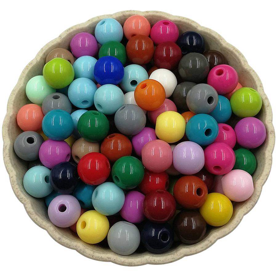 Home Party Supplies for Jewelry Making Round Loose Beads DIY Solid Color 50PC Multicolor 10mm Opaque