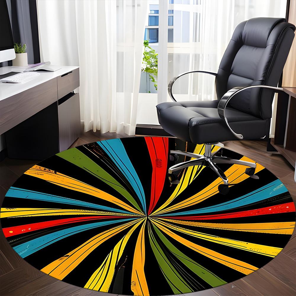 1PC Color Wheel Office Round Area Rug, Mat Suitable For Office, Under Office Chairs Bedroom Living Room Home Decor, Room Deco