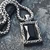 Fashion Simple Black Stone Pendant Classic Stainless Steel Personality Charm Necklace for Women Jewelry Amulet Gift