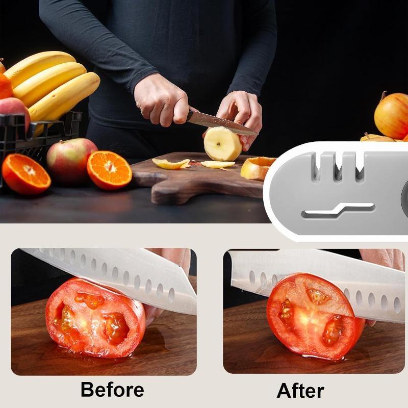 1pc 4-in-1 Knife Sharpener, 1 Kitchen Knife Sharpener with Non-Slip Base, Sharpener for Kitchen Knives, Sharpener for Ceramic Steel Knives