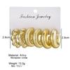 6Pcs Vintage Smooth Water Drop C-Earrings Set for Women Geometric Gold Color Circle Hoop Earring Zircon Ear Studs Jewelry Gifts