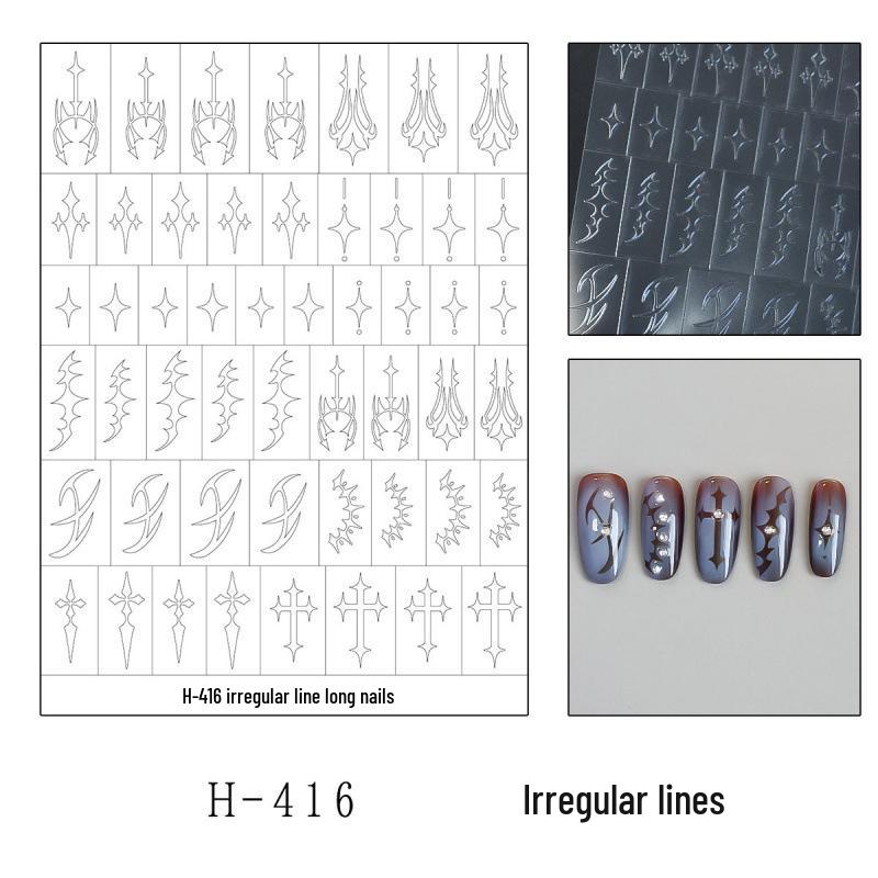 

Irregular Transparent Nail Stickers with Cutout, Starburst & Cross Design for Long and Short Nails