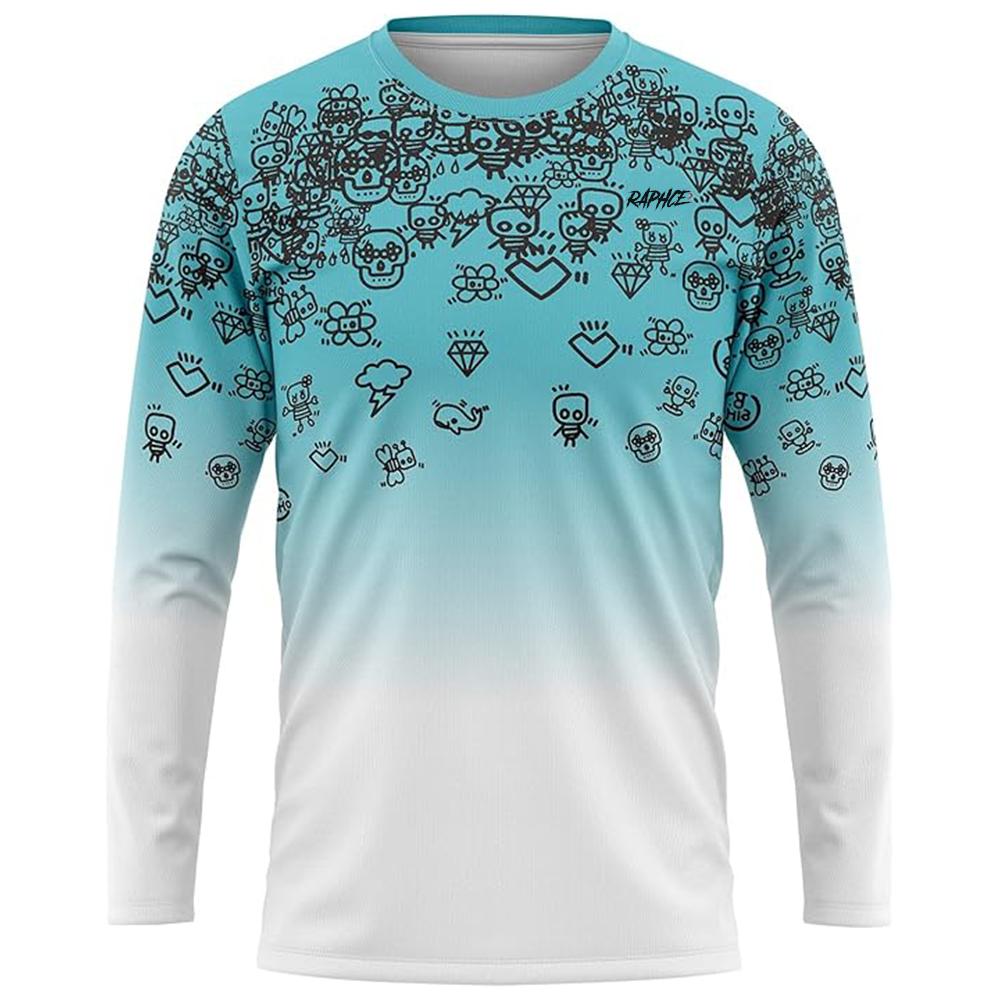 Men's Cycling Jersey UV Protection Mountain Bike T-Shirt MTB Cycling Jersey Off-road BMX Motocross Cycling Jersey Bicycle Long S