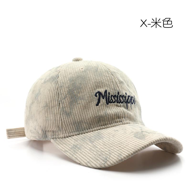 

Personalized soft top corduroy letter embroidery cap outdoor sunscreen baseball cap бежевий