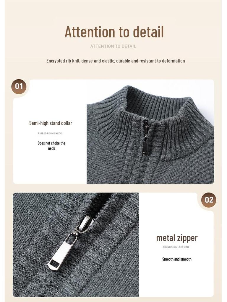 2025 Men's Autumn/Winter Plus Size Light Luxury Warm Down Knit Cardigan Sweater.