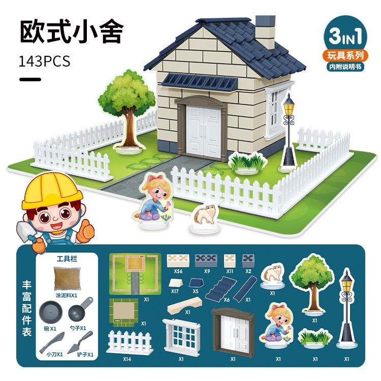 

Small Mason House Construction Tools Children S Handmade Diy Model Set, Simulated Cement Assembly Toys