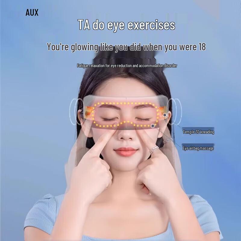 Aux Smart Foldable Eye Massager with Heat, Vibration, and Bluetooth Music