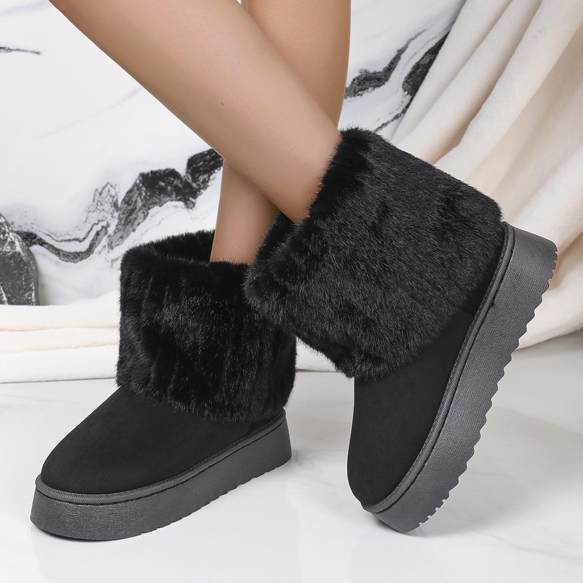 

Осенне-зимние замшевые зимние ботинки на толстой подошве - корейский стиль, комфорт средней высоты 41