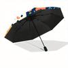 1pc Cats Flowers Automatic Umbrella   Auto Open/Close Folding Umbrella with  8 Rib Frame, 3 Fold Compact Umbrella for Men & Women, 102