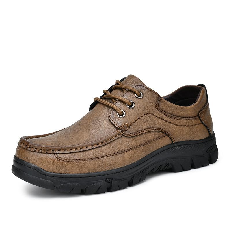 Leather shoes men's 2025 new men's casual leather shoes, genuine leather one-pedal outdoor non-slip thick-soled middle-aged and elderly father shoes