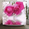 4Pcs Valentine's Day Pink Rose Shower Curtain Sets for Bathroom Non-Slip Bathroom Rugs Lid Toilet Cover Bath Mat Bathroom Set