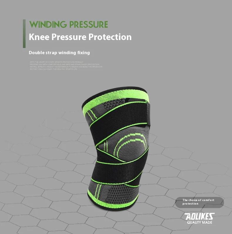 Compression strap wrapped knee pads for basketball, running, fitness, cycling, knitted sports, compression and breathability