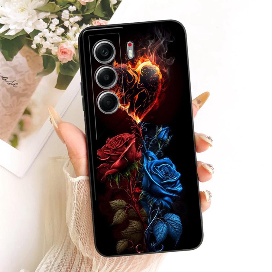For Tecno Camon 40 Pro 4G Case CM6 Cover bow flower Painted Case Soft Silicone Bumper For Tecno Camon40 4G 40Pro Case Capa