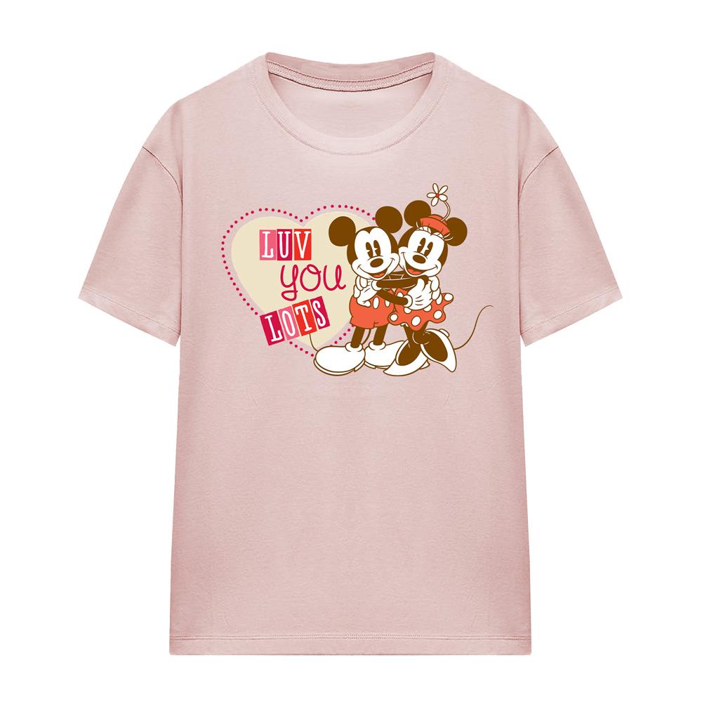 Disney Womens/Ladies Luv You Lots! Mickey & Minnie Mouse Vintage Valentine`s Day T-Shirt