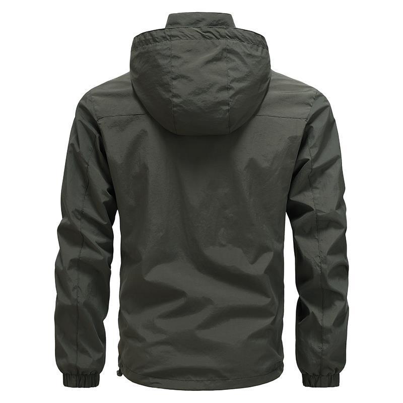 Spring and Autumn Hooded Jacket Youth Casual Stand-Up Collar Zipper Digging Bag Solid Color Windproof and Waterproof Jacket
