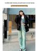 Mint Green Plus Size High-Waisted Wide-Leg Floor-Length Jeans for Women