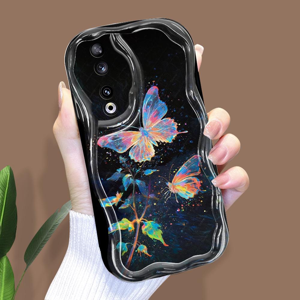 

Милый мультяшный узор, кремовая текстура, мягкий силиконовый чехол с волнистыми краями, чехол для телефона для Huawei Honor Infinix Tecno iPhone Infinix Zero 40 4G чёрный