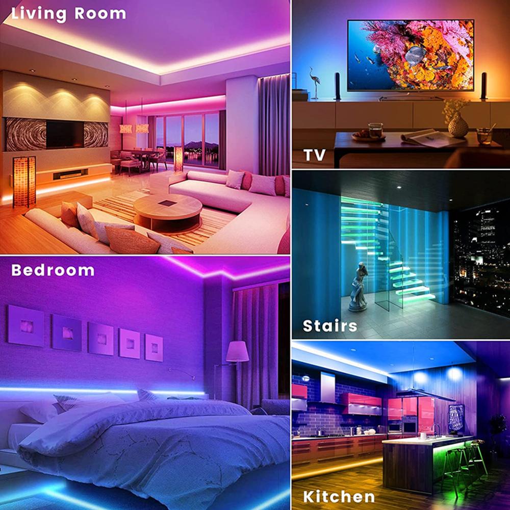 1pcs RGB LED Strip Light 24keys IR Control and APP Bluetooth Control 2835 SMD Flexible Lamp Tape USB Power For TV Backlight Home Party Decoration