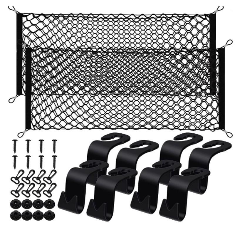 Car Trunk Storage Net Bag Set for Luggage and Supplies