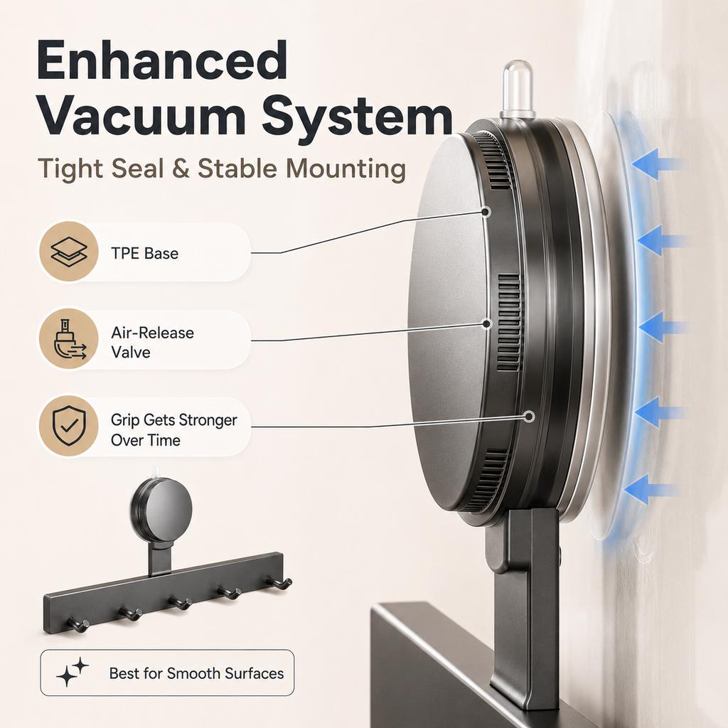 Suction Cup Wall Hook Rack No Drilling ABS Waterproof 3/5 Hooks for Kitchen Bathroom Towel Utensil Storage