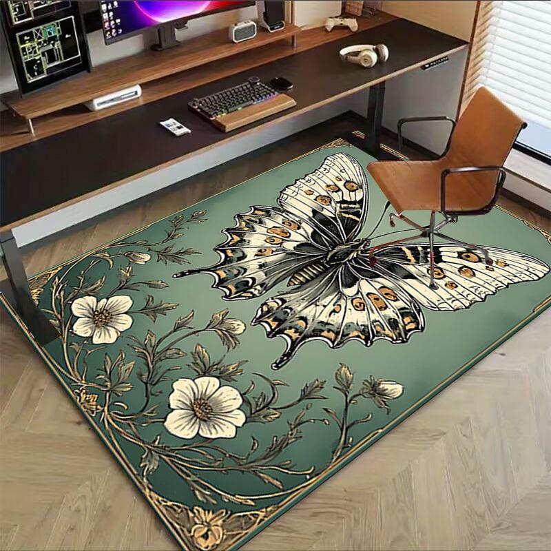 1PC Butterfly Flowers Extra Large Non Slip Floor carpet, Office, family, bedroom, Studio   Large Area Rug Indoor Rugs, , Vibrant Colors