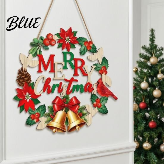 Santa Claus Wall Art Christmas Wooden Hanging Pendant Festive Ornaments with Hemp Rope for Tree Rustic Farmhouse Window Fireplace Decoration,