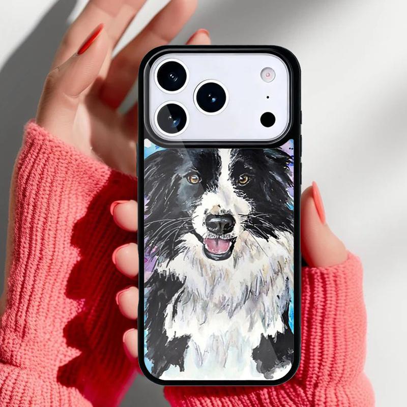 Border Collie Watercolor Phone Case for iPhone 17 16 15 14 13 Pro Max Back Cover for 12 11 Pro Coque