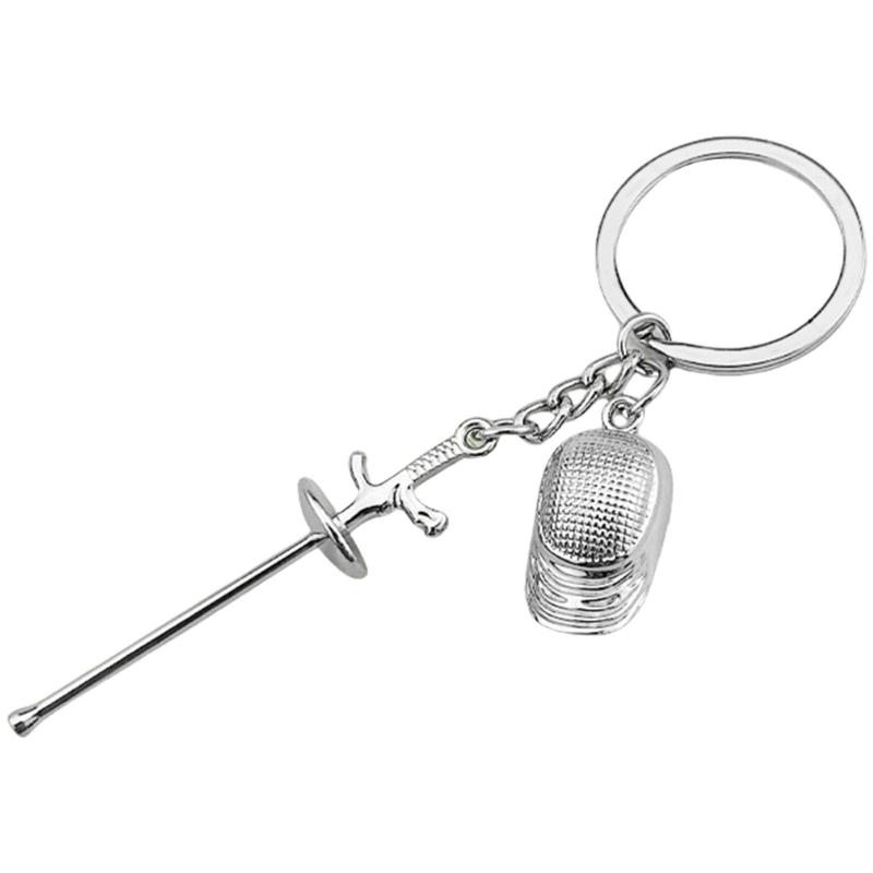 Изысканный Коллекционный Брелок для Ключей Фехтование из Цинкового Сплава Элегантный Аксессуар-Брелок для Спортсменов и Коллекционеров