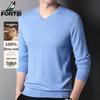 FORTEI Men's 100% Pure Wool V-Neck Pullover Sweater