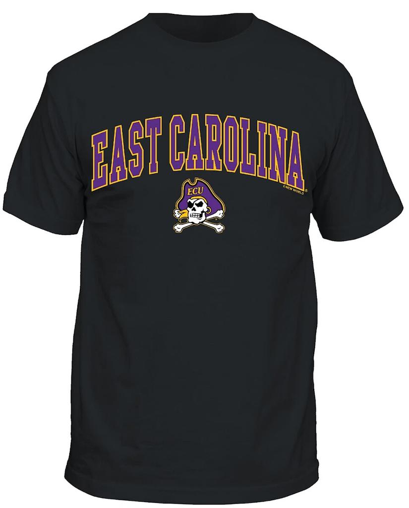 East Carolina Pirates Men's Black Arch Logos Short Sleeve T Shirt
