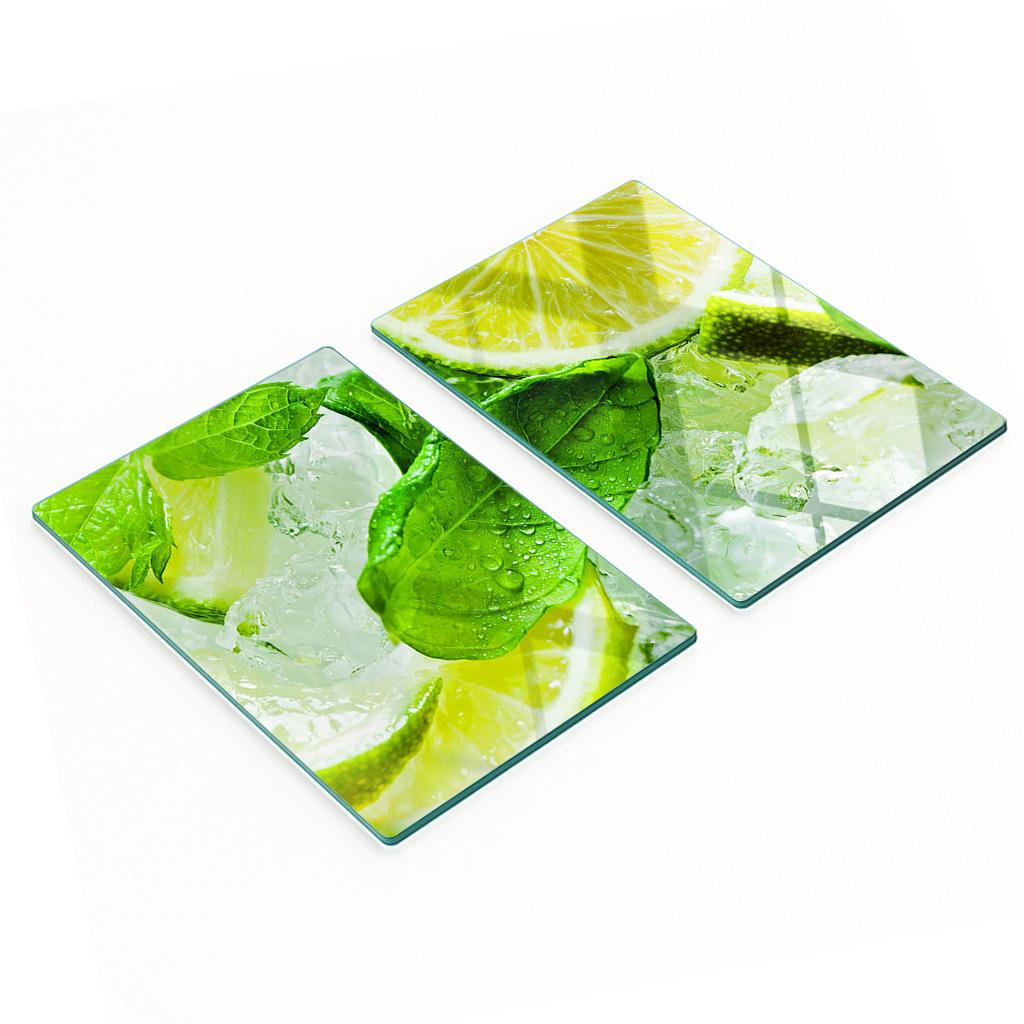Dekoracyjne Deski Kuchenne Szklane Do Krojenia Limonka Z Lodem 2X40X52 Cm