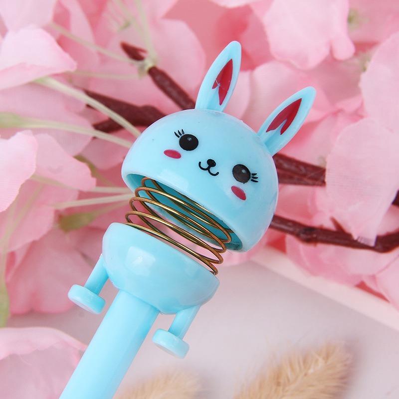 1Pc Cartoon Shaking Head Rabbit Gel Pen Kawaii Spring Bunny Pens 0.5mm Black Ink Student Stationery Funny School Office Stationery Gifts Back To Schoo