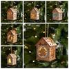 House Shape Light Decor Wood Material Hanging Charm Exquisite Christmas House Ornament  Home Layout