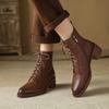 2024 New Autumn/Winter Genuine Leather Women Boots Pointed Toe Chunky Heels Boots for Women Short Boots Suqare Heel Ankle Boots